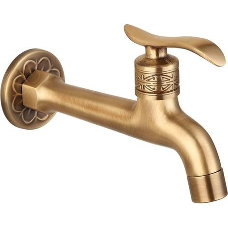 Antiker Messing-wasserhahngriff Für Waschküche, Badezimmer, Wandmontage, Waschmaschine, Garten, Einrohr-kaltwasserhahn