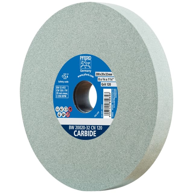 Pferd - Schleifbockscheibe ø 200x20mm Bohrung-Ø 32 mm SiC120 für harte Materialien z.B. Hartmetall