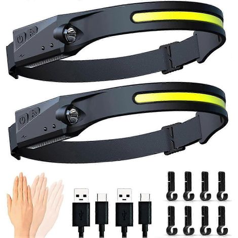 2er-pack Gobeam 230 Usb Cob Wiederaufladbare Led-stirnlampen, Ultrahelle 350 Lumen Jogging-stirnlampe Mit Sensor, Leicht Und Wasserdicht.