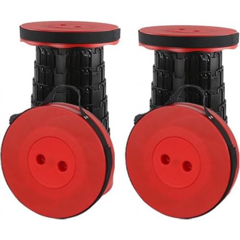 Set Aus 2 Tragbaren Klapphockern Zum Wandern, Angeln, Trekking, Maximales Gewicht: 210 Kg (rot Und Schwarz)