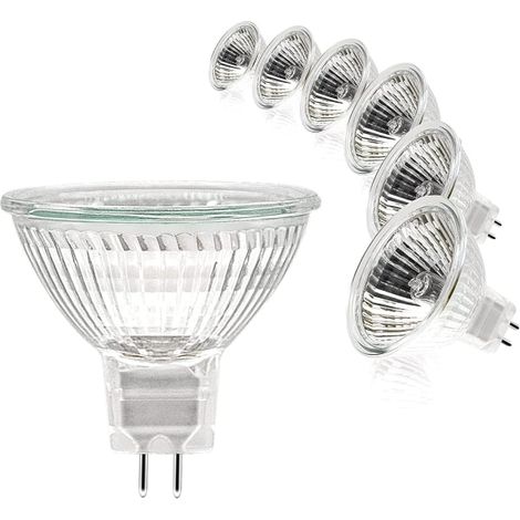 Mr16-spotlampe, 12 V, 20 W, Gu5.3-sockel, Dimmbar, 2-polig, Halogen, Warmweiß (2700 K), 6er-pack