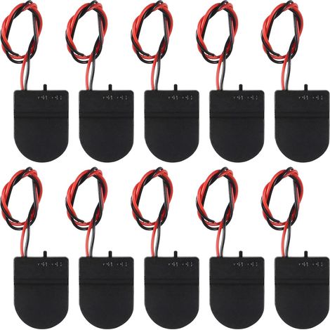 10 Cr2032-batteriehalter, 1 3v-knopfzellenbatteriehaltergehäuse Mit Kabel Und Ein-/ausschalter (schwarz)