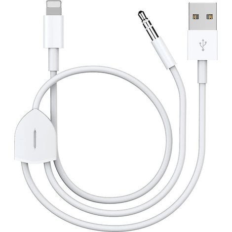 [verbesserte Version] 2-in-1-audio-ladekabel, Kompatibel Mit Iphone/ipad, Ermöglicht Gleichzeitiges Laden Und Musikhören. Kompatibel Mit Autoradios, Lautsprechern Und Kopfhörern.