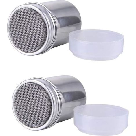 Set Mit 2 Streuern Für Puderzucker Und Salz, 200 Ml, Edelstahl, Für Schokolade, Puderzucker, Salz, Kakao, Mehl Und Kaffee. Siebe Zum Kochen Und Basteln.