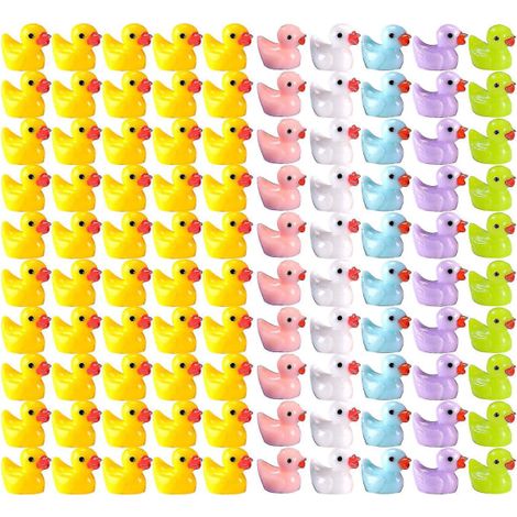 Set Mit 100 Kleinen Deko-enten Aus Robustem Kunstharz, Realistisch Geformt, Entzückend, Perfekt Für Weihnachten, Geburtstage Oder Kinderpartys.