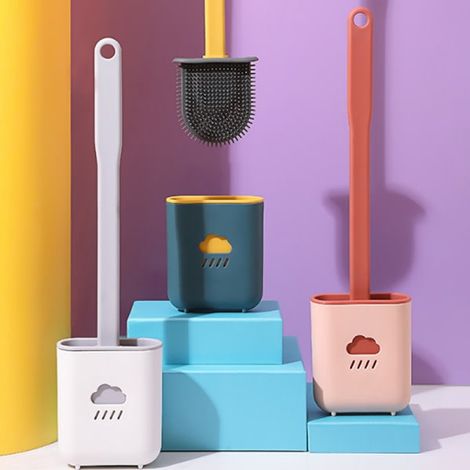 Silikon-toilettenbürste Mit Halter – Geschenkidee Fürs Badezimmer – Leuchtendes Pink