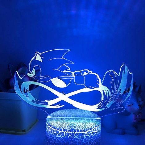 Justup Anime Sonic Elektro-rennlicht, 3d-illusionslampe Mit Fernbedienung, 16 Farben, Dekoration Für Jungenzimmer