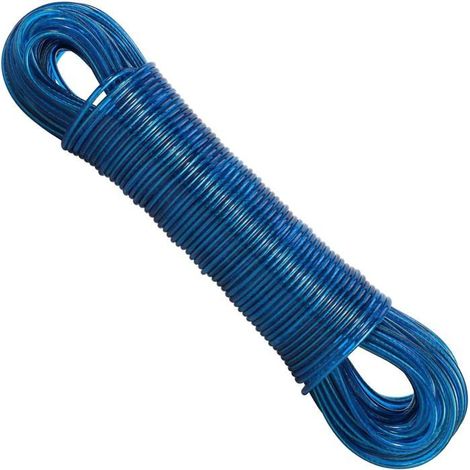 50 M Lange Wäscheleine Aus Stahl – Blau. Dicke Und Robuste Wäscheleine Für Den Innen- Und Außenbereich.