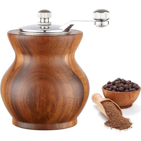 Set Aus Hölzernem Pfeffermühlen- Und Salzmühlen Mit Einstellbarem Mahlgrad Sowie Gewürzmühle