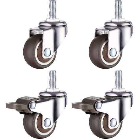 Schwerlast-gummirollen Mit M8-gewindebolzen Für Transportwagen, Werkbänke Und Möbel 1,5 Zoll Durchmesser, 8 Mm Gewindedurchmesser, 20 Mm Länge, 2 Stück