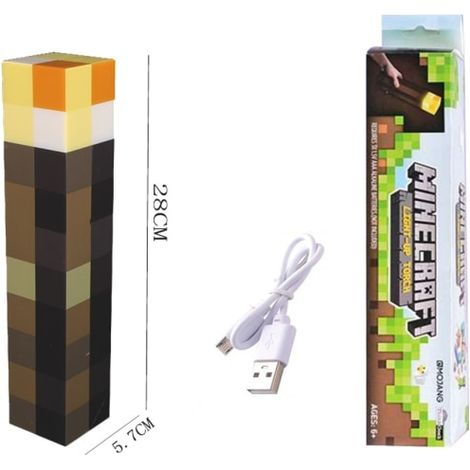 Minecraft Brownstone-fackel – 28 Cm Led-nachtlicht – Usb-c