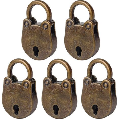 Set Aus 5 Kleinen Antiken Vorhängeschlössern Mit Schlüssel.
