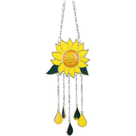 Hängendes Sonnenblumen-windspiel, Sonnenblumen-anhänger, Dekoration Für Drinnen Und Draußen, Verwendbar Im Garten, Auf Der Terrasse, Im Wohnzimmer, Im Park Und Im Freien.