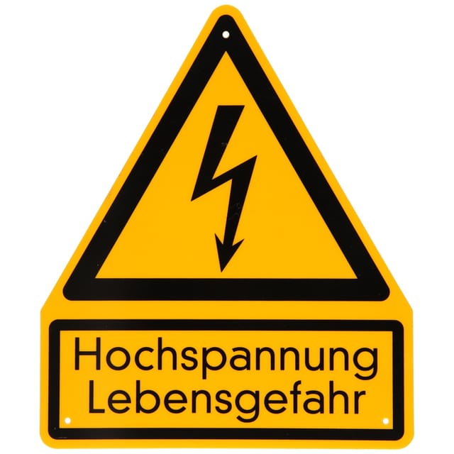 Warnschild Hochspannung, Lebensgefahr