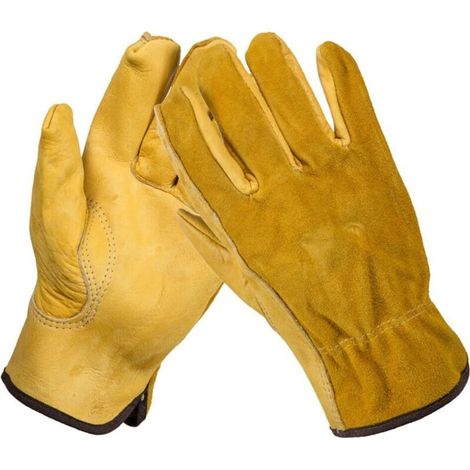 Litzee – Gartenhandschuhe Aus Rindsleder – Wasserdichtes Futter – Größe L – Abriebfestigkeitsstufe 4 – Brandschutzstufe 4