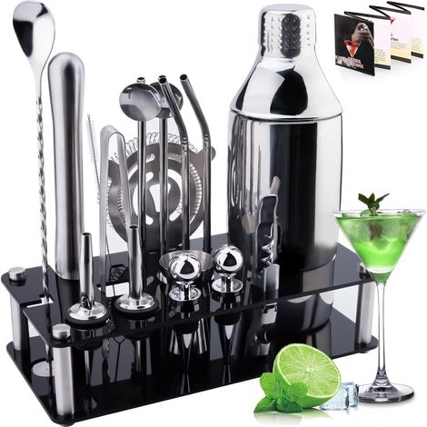 Cocktailshaker-set, 20-teiliges Set, 750 Ml Professioneller Edelstahl-shaker, Barkeeper-set Für Zuhause, Bar Und Partys.