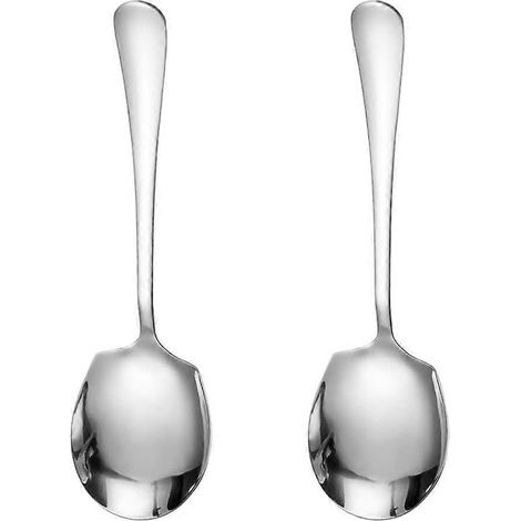 Set Aus 2 Großen Servierlöffeln Aus Edelstahl Für Buffets, Servierlöffel Aus Silber Mit Langem Griff.