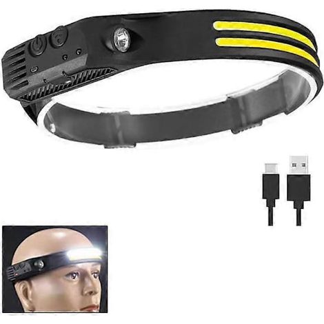 Wiederaufladbare Stirnlampe, 1000 Lumen, 230° Breiter Abstrahlwinkel, Ultrahell, Mit Freisprechsensor, 1500 Mah Led, Ipx5 Wasserdicht Und Leicht.