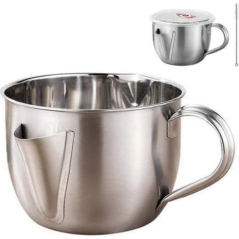 1000 Ml Öl- Und Fettabscheider, Saucenschüssel Aus Edelstahl 304 Mit Ölfilter Und Deckel, Bürste, Mehrzweck-küchenhelfer.