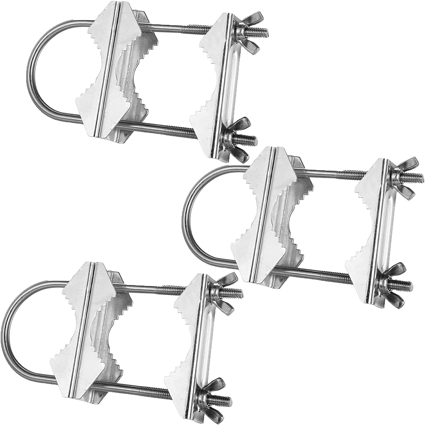 Set Mit 3 V-förmigen Klemmen Mit U-bügeln – Robust Und Rostfrei Zur Montage Von Fernsehern, Cb-funkgeräten, Schinkenanlagen, Rohren, Fahnenmasten, Sonnenschirmen, Terrassengeländern Und Zaunpfählen