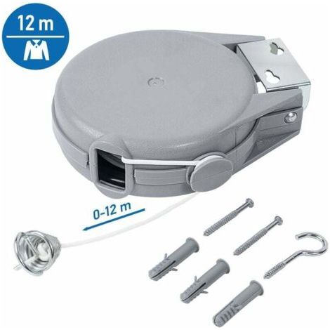12 M Lange, Einziehbare Wäscheleine – Tragkraft: 16 Kg – Einfache Wandmontage – Für Balkone, Terrassen Und Camping