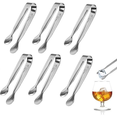 Neue Eiszange (6er-set), 11 Cm Lange Multifunktionale Zuckerzange Aus Edelstahl, Ideal Zum Servieren Von Süßigkeiten Und Anderen Leckereien.