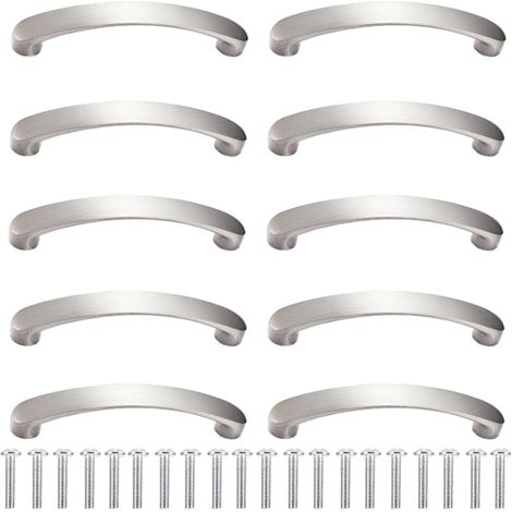 10 Silberne Möbelgriffe Mit 20 Schrauben, Schubladengriffe, 96 Mm Mittenabstand, Moderne Küchengriffe Aus Aluminiumlegierung, Ideal Für Küche Und Schlafzimmer.