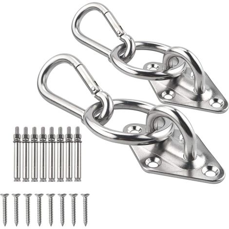 Hängematten-aufhängeset, 2 Haken Mit Karabinerhaken, Deckenhaken Aus Edelstahl