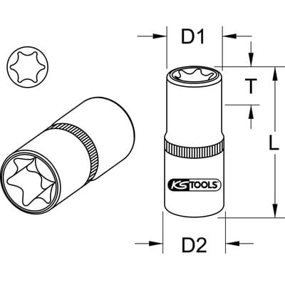Ks Tools 918.4352 1/4 CHROMEplus Torx-E-Stecknuss, E12