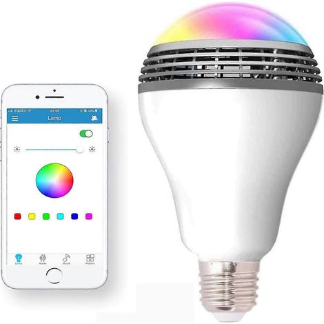 Kabellose Smarte E27-led-lampe Mit Integriertem Bluetooth-lautsprecher, Farbwechselnder Rgb-beleuchtung, Musikplayer Und Integrierter Smartphone-app.