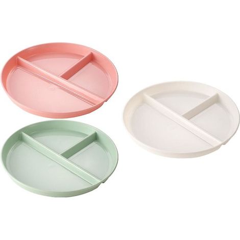 Set Aus 3 Unterteilten Tellern Zur Portionskontrolle, Dreiteilige Obstteller, Diätteller 22,5 X 22,5 Cm