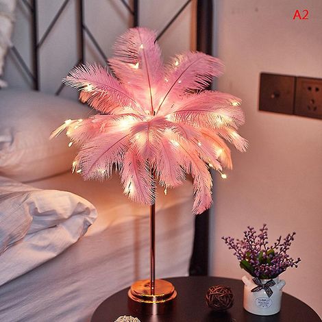 Federförmige Led-tischleuchte, Kleine Herzförmige Nachttischlampe Für Ein Mädchenzimmer – Rosa