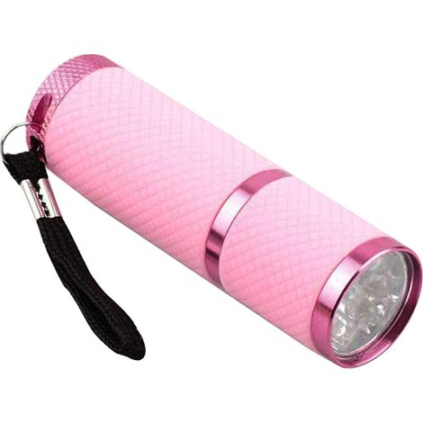 Mini-taschenlampe Für Den Außenbereich In Pink Mit 9 Leds Und Gummibeschichtung