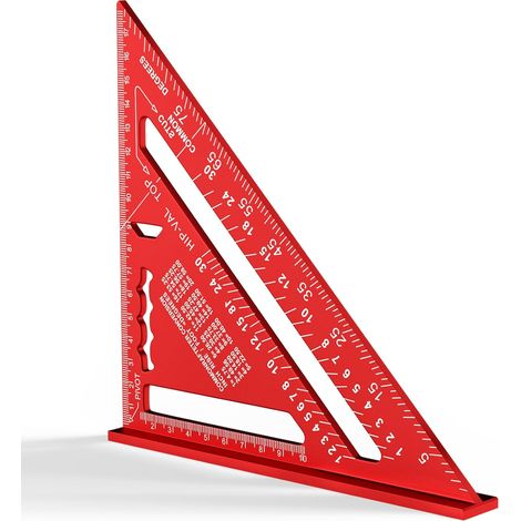 180 Mm Zimmermannswinkel, Aluminiumlineal, Verstärkter Dreieckswinkel Bei 45° Und 90° (rot)