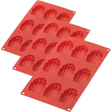Silikon-madeleineformen (3er-set), Geriffelte Kuchenform Mit 9 Mulden, Hoch