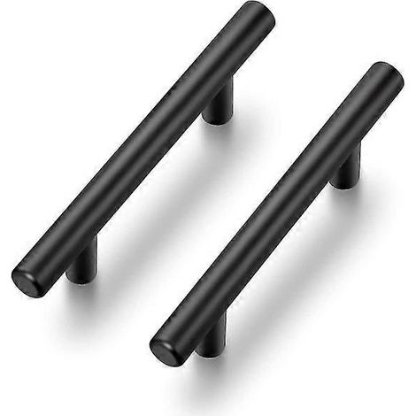 Set Mit 10 Schwarzen Küchenschrankgriffen, 96 Mm Lochabstand, Edelstahl