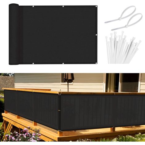 Transparenter Balkon-sichtschutz Gegen Wind Und Uv-strahlung, 90 X 300 Cm, Schwarz