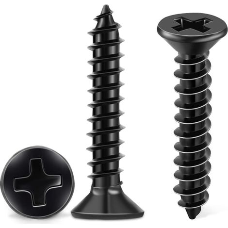 100 Selbstschneidende Schrauben Aus Edelstahl 18-8 A2 Mit Senkkopf Ph 4 X 20 Mm, Schwarz Oxidiert, Für Heimwerker (holz, M4).
