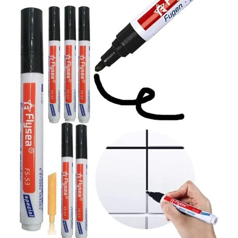 Set Mit 6 Fliesenfugenstiften, Schwarze Fugenmarker Zur Reparatur Von Wand- Und Bodenfliesenfugen.