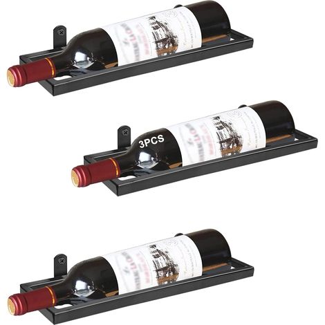 Wandmontiertes Weinregal Aus Metall, Hängende Weinflaschenpräsentation, Rotweinregal Für Zuhause, Küche Oder Bardekoration (schwarz 3)
