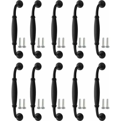 Set Mit 10 Schwarzen Griffen Für Schranktüren, Küchentüren, Kleiderschränke, Schiebetüren, 128 Mm Türknöpfe