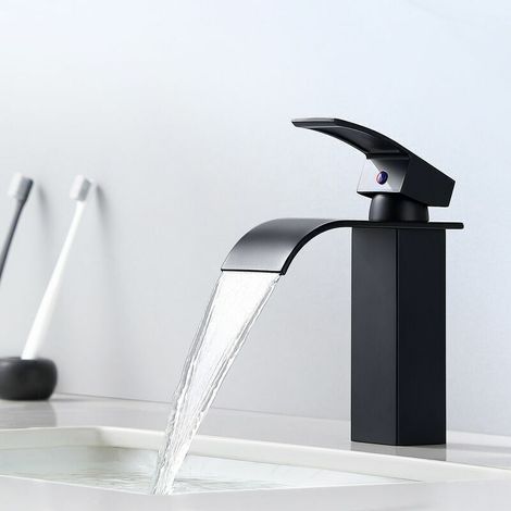 Moderne Schwarze Wasserfall-waschtischarmatur – Messing Mit Chrom-finish – Auslaufhöhe 183 Mm – Einhebelmischer Für Einfache Bedienung