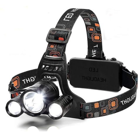6000 Lumen Led-stirnlampe, 4 Leuchtmodi, Wiederaufladbar Mit 18650-akku, Wasserdicht, Für Bauhelme, Ideal Zum Laufen, Jagen Oder Fotografieren.
