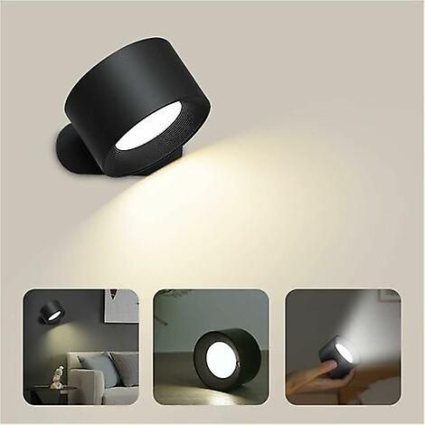 Berührungsempfindliche Led-wandleuchte Mit Usb-ladeanschluss, Touch-steuerung, 3 Helligkeitsstufen, 3 Farbtemperaturen, 360°-drehung, Schlafzimmerlampe, 1 Stück (schwarz)