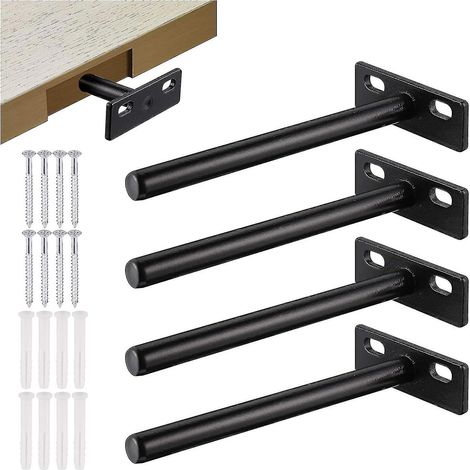 Set Mit 4 Schwebenden Regalträgern, Unsichtbaren Metallregalträgern, Robusten Verdeckten Regalträgern, 10 Mm Dicken Unsichtbaren Holzregalträgern