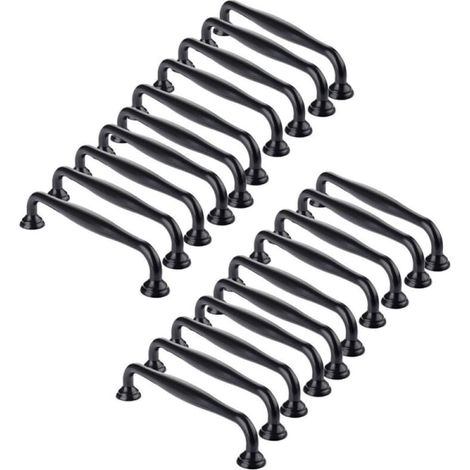 20 Schwarze Türgriffe Für Küchenschränke, Schubladen Und Schlafzimmer, 96 Mm Lochabstand (20-rohr-modell – 96 Mm Lochabstand), Weiß