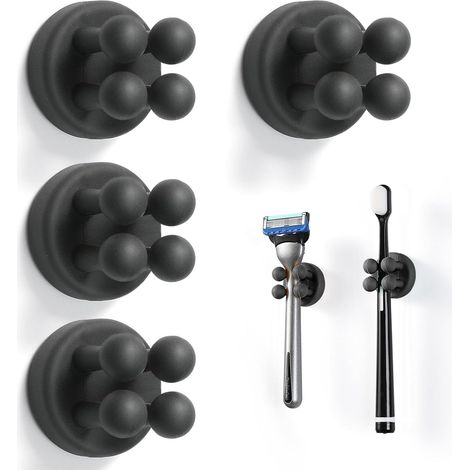 Silikon-zahnbürstenhalter – Set Mit 4 Wandhaken Zur Befestigung An Der Zahnbürste (bad, Küche, Büro). Einzelner Zahnbürstenhaken Zur Wandmontage.