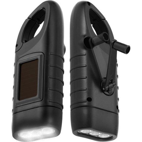 Set Aus 2 Solar-led-taschenlampen Und Einer Wiederaufladbaren Kurbeltaschenlampe Für Outdoor-aktivitäten Und Notfallsituationen