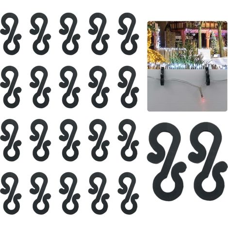 50 Mini-dachrinnenhaken In Schwarz Für Lichterketten, S-förmige Aufhängehaken Für Lichterketten Und Eiszapfen.
