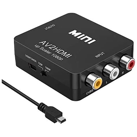 Rca-zu-hdmi-adapter – Analog-digital-signalwandler, 1080p, Schwarz